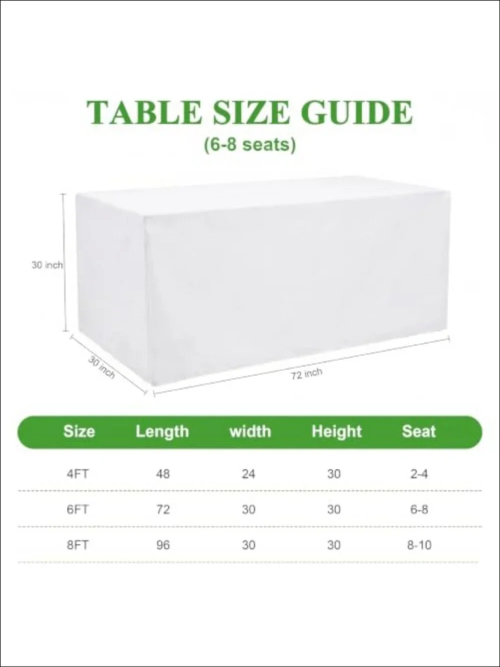 Fitted Tablecloth 6FT Rectangle Waterproof Spandex 2Pack Open Back Cover